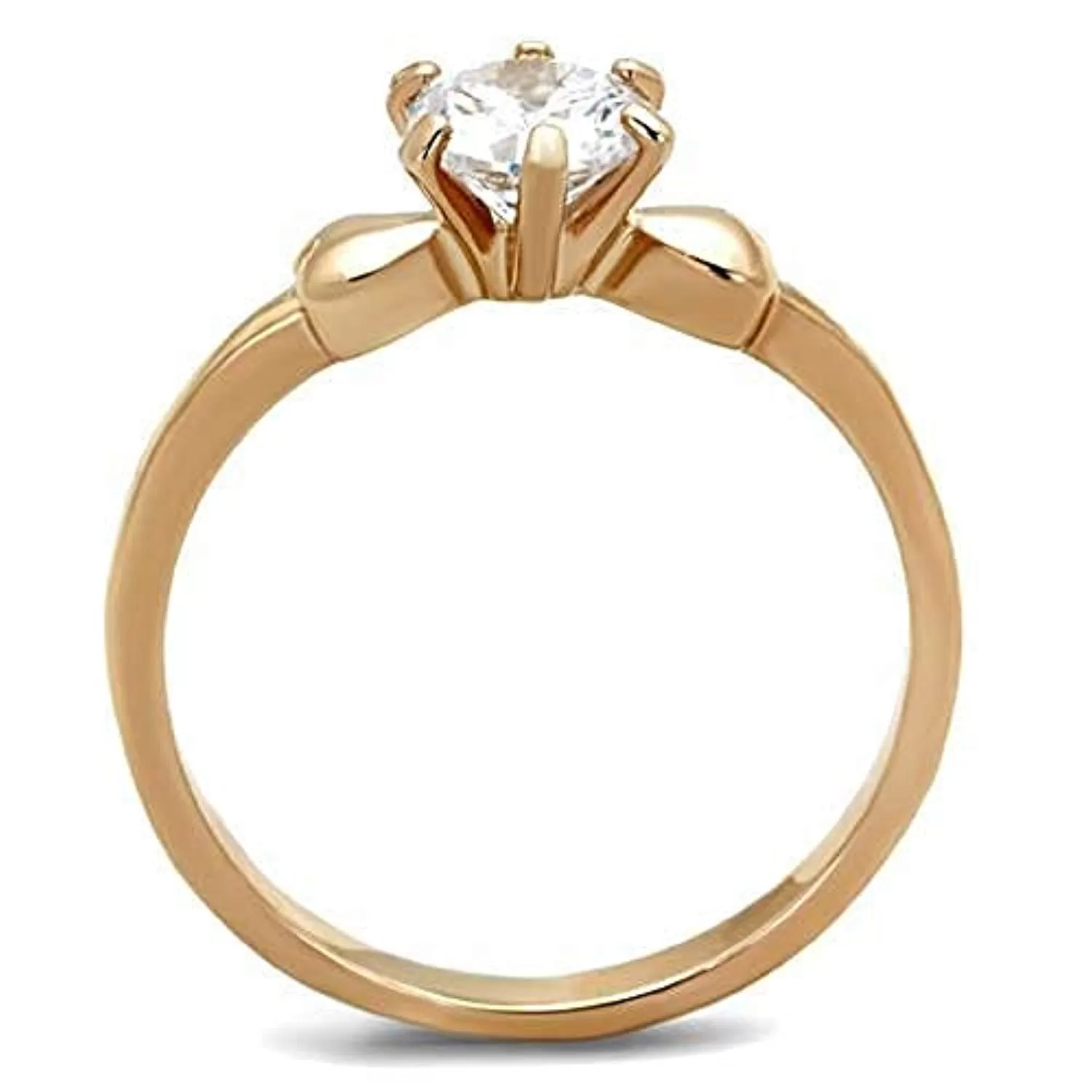 WildKlass Stainless Steel Ring IP Rose Gold Women AAA Grade CZ Clear