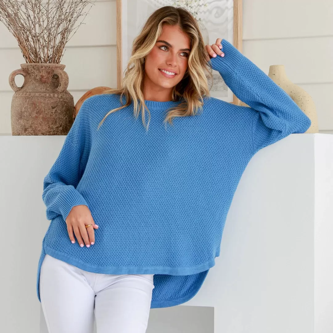 Willow Blue Waffle Knit Jumper