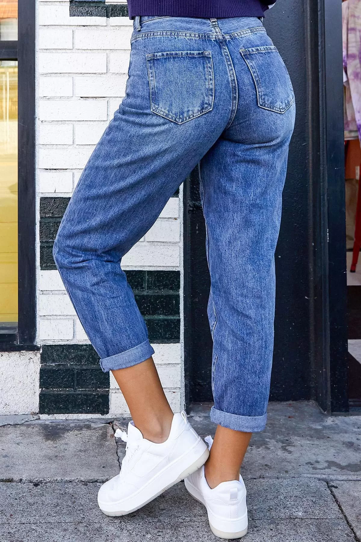 Women's Dream Balloon Fit Rolled Cuff Ankle Jeans-Sale