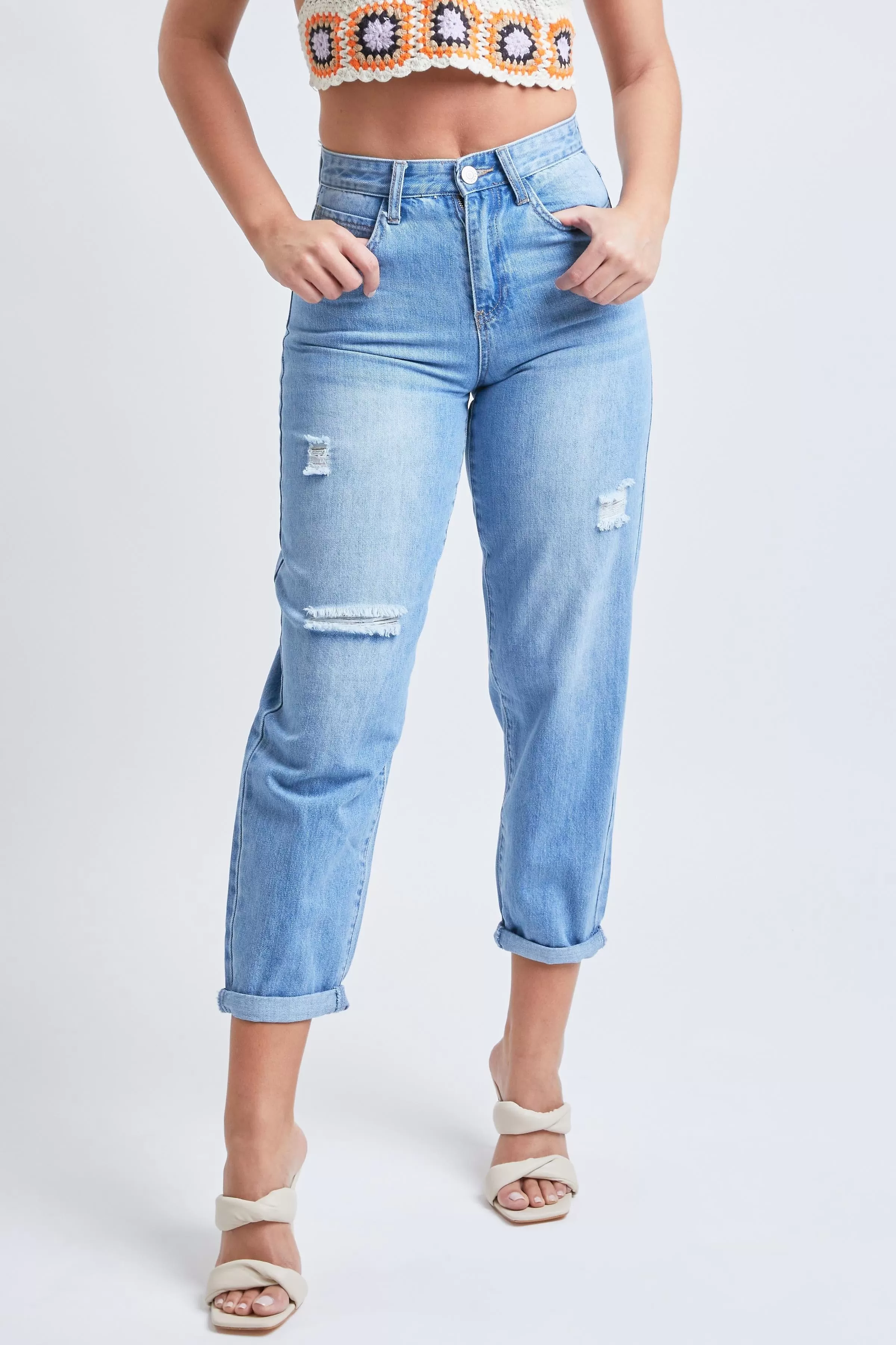 Women's Dream Balloon Fit Rolled Cuff Ankle Jeans-Sale