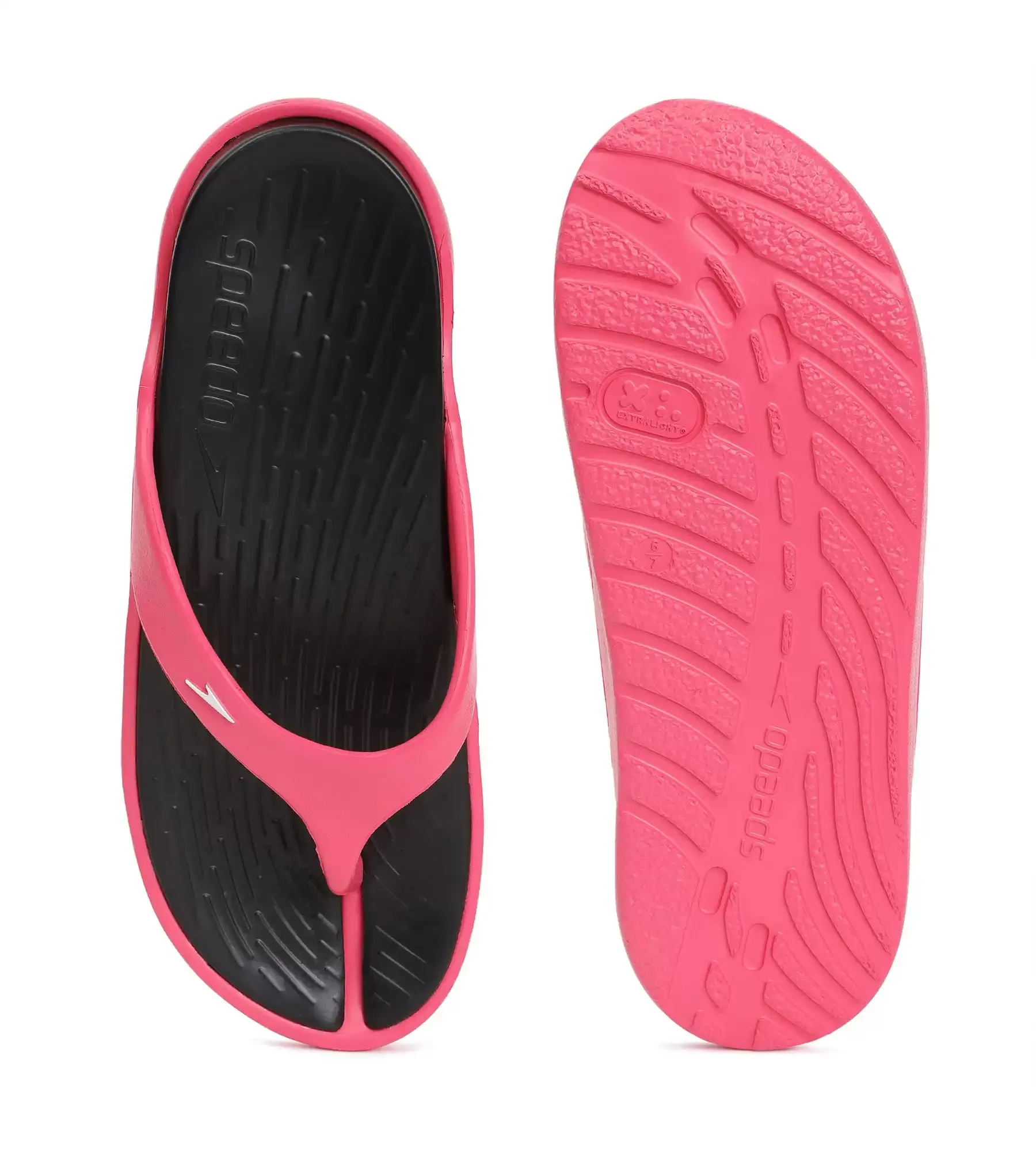 Women's Dual Colour Flip Flops - Black & Raspberry Fill