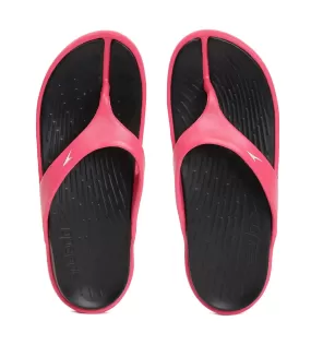 Women's Dual Colour Flip Flops - Black & Raspberry Fill