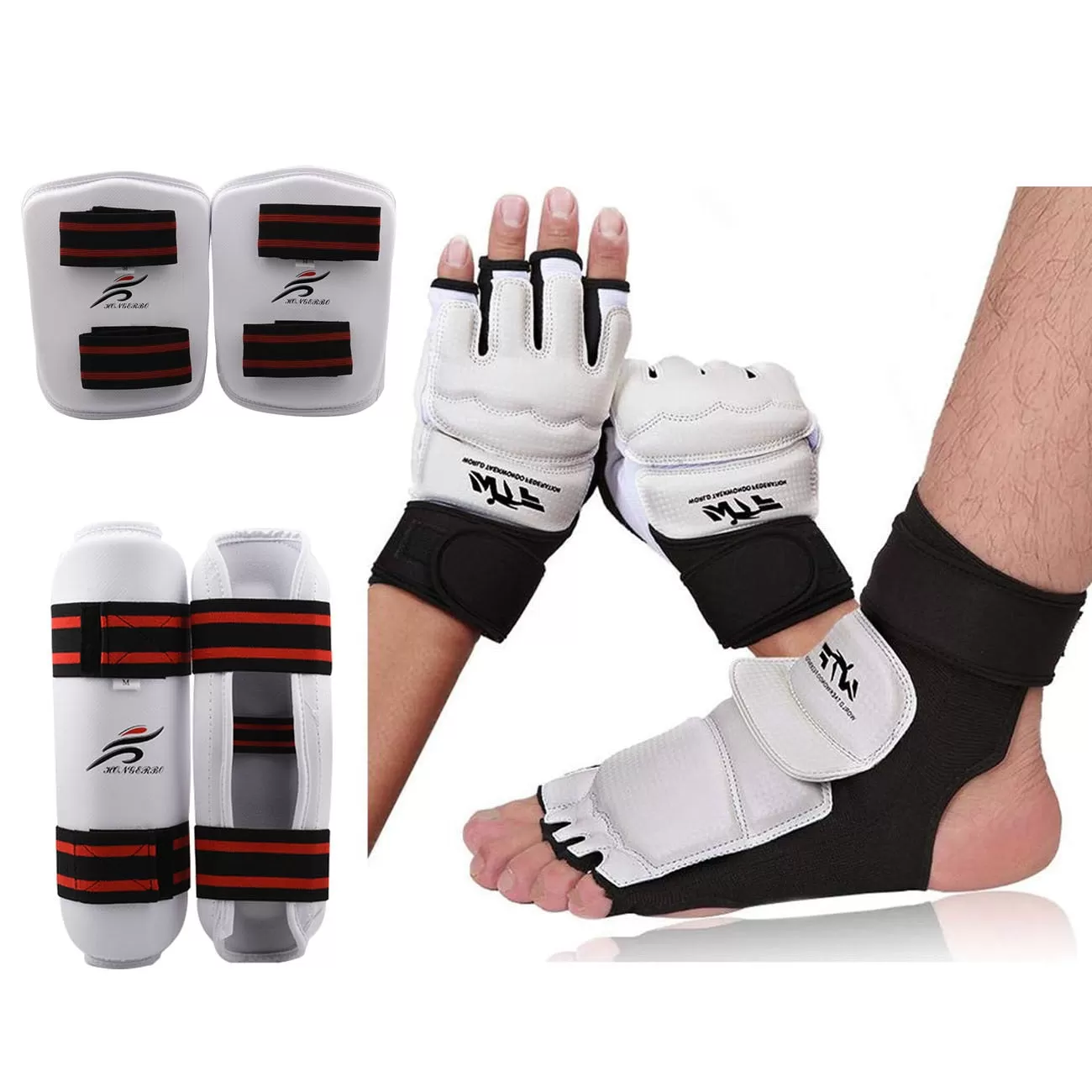 WTF Taekwondo Adult/Child Gloves & Foot, Shin & Forearm, Face Shield Support